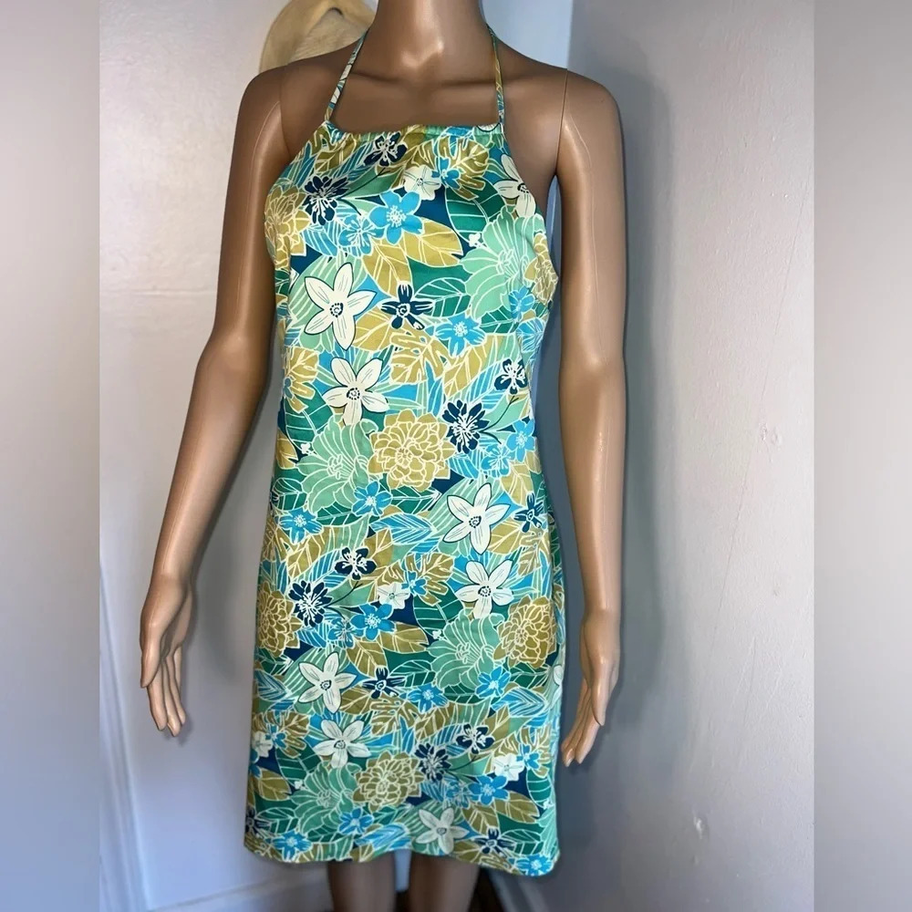 Talbots, Kids, 18, tropical floral square neck sleeveless midi lined w/ rear zip